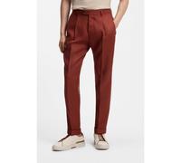 BOSS Regular-fit trousers in wrinkle-resistant linen - Style L-Peet-Pleat-252, 50539495 Brown
