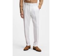 BOSS Regular-fit trousers in wrinkle-resistant linen - Style L-Peet-Pleat-252, 50539495 White 32R