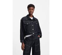 BOSS Regular-fit trucker jacket in rinse-washed denim - Style C_BOMBER TRUCKER 1.0, 50552464 Dark Blue L