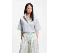 BOSS Relaxed-fit blouse in cotton poplin with point collar - Style Bimina, 50558376 Light Blue 12