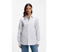 BOSS Relaxed-fit blouse in striped cotton poplin - Style Saturday_1, 50566475 White Patterned 10