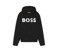 BOSS Relaxed-fit Hoodie In Cotton Terry With Large Logo Black