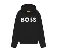 BOSS Relaxed-fit Hoodie in Cotton Terry with Large Logo - Black