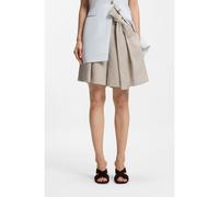 Boss Womens Boss Front-Pleat Wide-Leg High-Rise Linen-Blend Shorts Open Miscellaneous 4