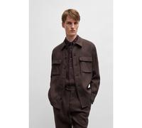 BOSS Relaxed-fit overshirt in a linen blend with wool - Style L-Corvin-2PP-251, 50539503 Dark Brown 38R