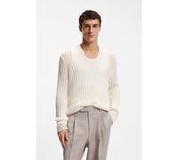 BOSS Relaxed-fit rib-knit linen sweater - Style Ferris, 50568636 Natural XL