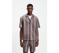 BOSS Relaxed-fit shirt in striped stretch cotton - Style C-LARS-CAMP-262, 50561415 Purple Patterned XL