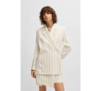 BOSS Relaxed-fit suit jacket in striped linen-blend bouclé - Style Janka-DB1, 50537458 White Patterned 6