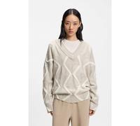 BOSS Relaxed-fit sweater in virgin wool with Aran knit - Style Flarin, 50553233 Beige Patterned XS
