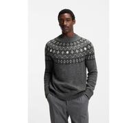 BOSS Relaxed-fit sweater with Fair Isle knit - Style C-Hisle, 50550013 Dark Grey XXL