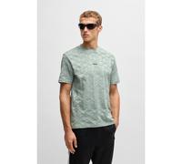 BOSS Relaxed-fit T-shirt in cotton with circle jacquard - Style Tee Striped C, 50538184 Light Green XXL