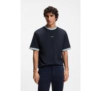 BOSS Relaxed-fit T-shirt in cotton with striped trims - Style Te_Blocks, 50561814 Dark Blue XXL