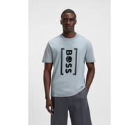 BOSS Relaxed-fit T-shirt with tennis-inspired mesh-print logo - Style Tee Iconic TL, 50543905 Grey L