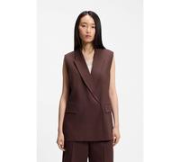 BOSS Relaxed-fit vest in a linen blend - Style Jankania, 50557435 Dark Brown 6