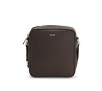 BOSS Reporter bag with silver-tone logo lettering - Style Northon_NS zip, 50567390 Dark Brown pcs.