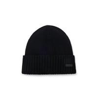 BOSS Rib-knit virgin-wool beanie with logo plaque - Style Fati, 50495306 Black pcs.