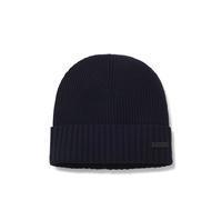 BOSS Rib-knit virgin-wool beanie with logo plaque - Style Fati, 50495306 Dark Blue pcs.