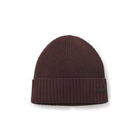 BOSS Rib-knit virgin-wool beanie with logo plaque - Style Fati, 50495306 Dark Brown pcs.