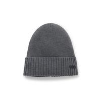 BOSS Rib-knit virgin-wool beanie with logo plaque - Style Fati, 50495306 Grey pcs.