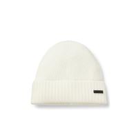 BOSS Rib-knit virgin-wool beanie with logo plaque - Style Fati, 50495306 Natural pcs.