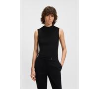 BOSS Ribbed-knit top with mock neckline - Style Feskies, 50473237 Black L