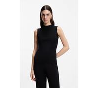 BOSS Ribbed-knit top with mock neckline - Style Feskies, 50473237 Black XS