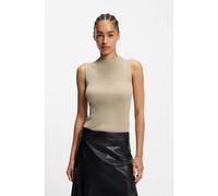 BOSS Ribbed-knit top with mock neckline - Style Feskies, 50473237 Light Beige XS