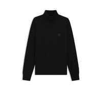 BOSS Rollneck sweater in cotton and cashmere with logo patch - Style Akiro_S, 50527573 Black S