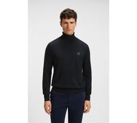 BOSS Rollneck sweater in cotton and cashmere with logo patch - Style Akiro_S, 50527573 Dark Blue L