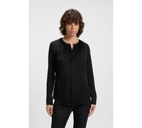 BOSS Ruched-neck blouse in stretch-silk crepe de Chine - Style Banorah, 50490058 Black 8