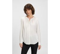 BOSS Ruched-neck blouse in stretch-silk crepe de Chine - Style Banorah, 50490058 White 20