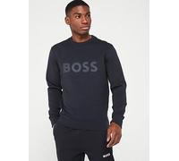 BOSS Salbo Chest Logo Crew Sweatshirt - Dark Blue, Dark Blue, Size 3Xl, Men Dark Blue