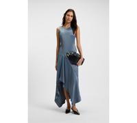 BOSS Sateen dress with asymmetric hemline - Style Donaria, 50553438 Blue 8