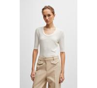 BOSS Scoop-neck top in stretch fabric - Style Effilie, 50518508 White XL