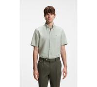 BOSS Short-sleeved shirt in a cotton and linen blend - Style H-LIAM-BD-SH-E-C-262, 50576027 Light Green XXL