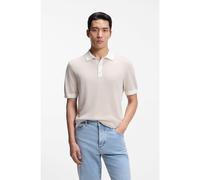 BOSS Short-sleeved structured-knit sweater in silk and cotton - Style L-Naldo, 50560501 Light Beige S