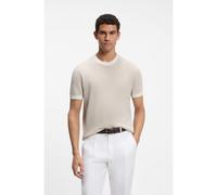 BOSS Short-sleeved structured-knit sweater in silk and cotton - Style L-Necasio, 50560480 Light Beige XXL