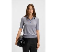 BOSS Short-sleeved sweater in merino wool with polo collar - Style Fidenka, 50545015 Light Grey XS
