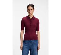 BOSS Short-sleeved wool-blend sweater with polo collar - Style C_Fugano_1, 50559817 Dark Red S