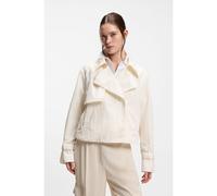 BOSS Short trench coat in peached crepe - Style Parcae, 50556422 Natural 14