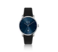 BOSS Silicone-strap watch with blue dial - Style DEAN, 58137088 Black pcs.