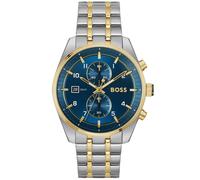 BOSS Two-tone chronograph watch with blue dial - Style SKYTRAVELLER, 58244907 Silver tone pcs.