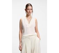 BOSS Sleeveless blouse in sandwashed silk with V neckline - Style Bolaru, 50553717 Natural 12