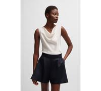BOSS Sleeveless cowl-neck blouse in stretch silk - Style Belidina, 50537652 White 10