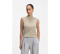BOSS Sleeveless mock-neck sweater in merino wool - Style Fipini, 50544998 Light Beige XS