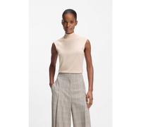 BOSS Sleeveless mock-neck sweater in merino wool - Style Fipini, 50544998 Natural M