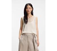 BOSS Sleeveless top in linen and cotton with layered design - Style Firasolex, 50562965 Light Beige L
