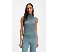 BOSS Sleeveless top in merino wool with mock neckline - Style Fipini, 50544998 Blue XXL