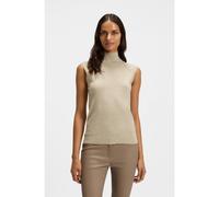 BOSS Sleeveless top in merino wool with mock neckline - Style Fipini, 50544998 Light Beige XL