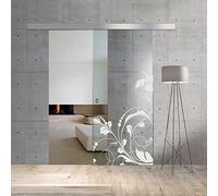 BOSS Sliding Glass Door for Interior Model LA Vie 95x215 cm (Available 60/85/95 cm) 8 mm, Clear Safety Glass, White Nano Coated, Complete Hardware kit, Hanging Rail Track (95x215 cm, Right)
